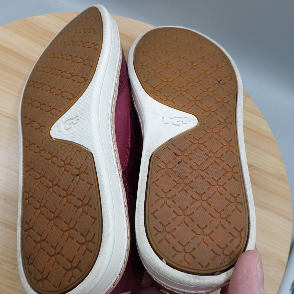 UGG Loafers Shoes Women 6 Crimson Embossed Leather Slip On Sneakers 1013362 - Picture 6 of 9